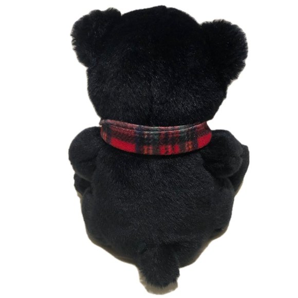 Ty Classic Plush Collection "Woodside" Black Bear Plaid Scarf 9.5"  2007 RETIRED - Picture 4 of 11